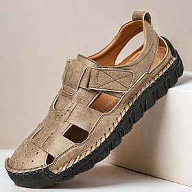 sandali da uomo in pelle scamosciata con punta chiusa - design leggero e traspirante con cinturino regolabile, ideali per attività estive casual e all'aperto