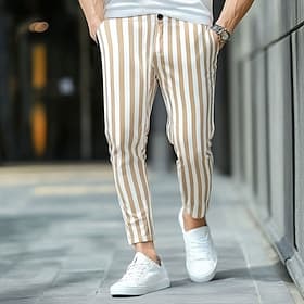 Men's Geometric Striped Dress Pants Trousers Mid Waist Business Casual Outdoor Vacation Streetwear with Pockets Slim Fit Flat-Front Summer Spring Fall 3D Print thumbnail 2