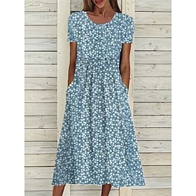Per donna Abito Midi Abito Floreale Abito Estivo Abito Stampato Moda Streetwear Moderno Quotidiano All'aperto Data Vestibilità comoda Floreale Stampa Floreale