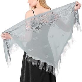 Ladiery Triangle Lace Shawls and Wraps for Evening Dresses with Tassels for Evening Party Mesh Wedding Shawls