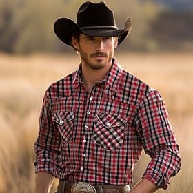 Men's Geometric Grid / Plaid Patterns Western Shirt Button Up Shirt Cowboy Shirt Long Sleeve Western Vintage Retro Outdoor Casual Spring Fall Turndown Collared