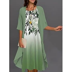 Women's Graduation Dress Midi Dress Chiffon Dress Shift Dress Summer Dress Elegant Vacation Formal Formal Wedding Guest Daily Loose Fit Floral Graphic Half Sle