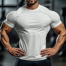 Men's T Shirt Muscle Shirt Moisture Wicking Shirts Short Sleeve Crew Neck Summer Plain Sports Lightweight Gymnatics Sporty Fitness Red black Red Top Tee for Me