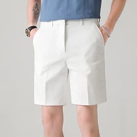 Men's Shorts Dress Shorts Pocket Straight Leg Plain Comfort No-Iron Full Length Office Business Daily Fashion Streetwear Black White
