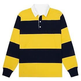 Men's Stripes Rugby Polo Long Sleeve Polo Shirts Collared Shirts Casual School Outdoor Athleisure 3D Print Spring Fall Yellow