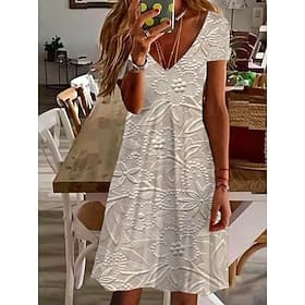 Women's Mini Dress Casual Dress Elegant Tropical Hawaiian Daily Regular Fit 3D Print Floral Short Sleeve Crew Neck Black White Pink Blue Summer