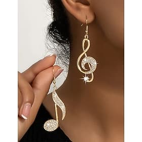 orecchini con note musicali in oro con accenti di strass – eleganti gioielli pendenti per donna, perfetti per concerti, feste e occasioni speciali