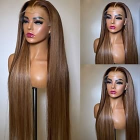 Unverarbeitetes reines Haar 5x5 Verschluss 13x4 Spitzenfront Perücke Freier Teil Brasilianisches Haar Glatt Mehrfarbig Perücke 130% 150% Haardichte mit Babyhaa