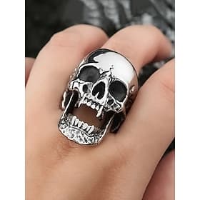 hodeskallering for menn – gotisk rustfritt stål med detaljert design, perfekt for punk-, rock- og uformelle antrekk, ideell for statement-smykker