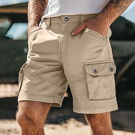 Men's Cargo Shorts Shorts Bermuda shorts Work Shorts Casual Shorts Multi Pocket Straight Leg Plain Moisture Wicking Wearable Knee Length Outdoor Camping  Hikin