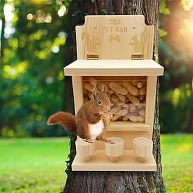 Squirrel Feeders for Outside Wooden Squirrel Window Feeder Nut Bar Squirrel Feeder Versatile Chipmunk Feeder Squirrel Feeding House for Windowsill Balcony