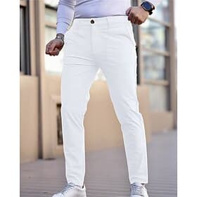 Men's Graduation Trousers Chinos Slacks Casual Pants Pocket Buttons Plain Comfort Daily Business Work Fashion Classic Style Blue Khaki Micro-elastic