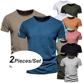 Per uomo Maglietta Maglietta di bambù Maniche Corte Girocollo Estate Semplice Moda Designer Essenziale Stile Classico Vacanza Streetwear Uscire Rosa  verde Ora