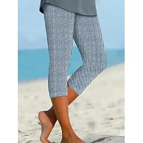 Women's Leggings Capri Pants High Elasticity Fashion Streetwear Full Length High Waist Floral Printing Thermal Warm Breathable Soft  Outdoor Daily Linen Like D