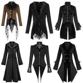 Retro Vintage Punk  Gothic Steampunk Coat Masquerade Tuxedo Vampire Plague Doctor Lace Fancy Dress Women's Halloween Carnival Masquerade Party Halloween Adults