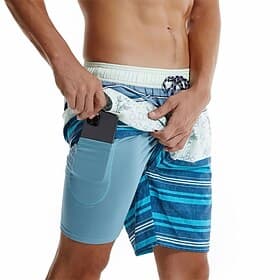 Men's Board Shorts Swim Shorts Swim Trunks Drawstring Elastic Waist With Compression Liner Striped Comfort Quick Dry Short Holiday Beach Weekend Fashion Casual