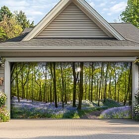 Landscape Forest Trees Door Decorations Garage Door Cover Outdoor Banner Large Backdrop for Holiday Outdoor Garage Door Home Wall Decorations