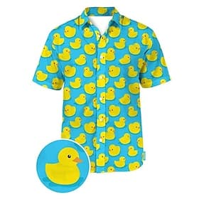 Men's Animal Duck Shirt Summer Hawaiian Shirt Aloha Shirt Short Sleeves Shirt Turndown Fashion Designer Casual Casual Outdoor Street Blue Yellow Navy Blue 3D P