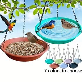 2-In-1 Bird Feeder Tray With 7 Colors Outdoor Bird Feeder Suitable For Garden Wildlife Bird Bath Drinking Water And Home Feeding