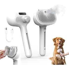Brush for Dogs, 3 in 1 Water Dog Brush with Water Tank and Release Button, Steam Dog Brush for Shedding Matted Hair, Misty Water Brush for Dogs Cats, Misty Spr