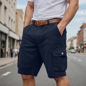 Homme Short Cargo Short Bermuda Multi poche Jambe droite Plein Respirable Evacuation de l'humidité Longueur genou Extérieur Casual Camping et randonnée Mode Vê