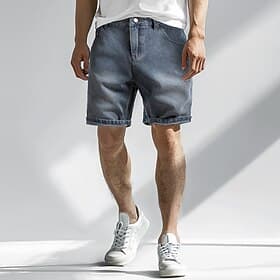 Men's Jeans Denim Shorts Pocket Buttons Gradient Knee Length Outdoor Vacation Casual Vacation Vintage Blue Grey Micro-elastic