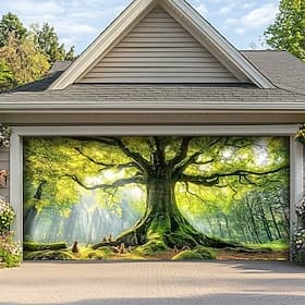 Landscape Door Decorations Garage Door Cover Outdoor Banner Large Backdrop for Holiday Outdoor Garage Door Home Wall Decorations Tree of Life