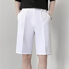Men's Shorts Dress Shorts Pocket Straight Leg Plain Comfort No-Iron Knee Length Office Business Daily Fashion Streetwear Black White