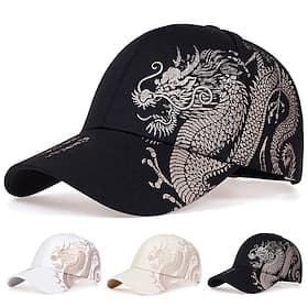 Men's Baseball Cap Sun Hat Trucker Hat Black White Cotton Print Fashion Casual Daily Weekend Pattern Animal Patterned Solid / Plain Color Adjustable Sunscreen
