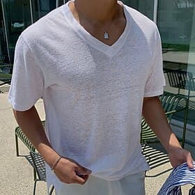 Men's T Shirt Tee Short Sleeve Shirt Tee Top Short Sleeve V Neck Summer Spring Plain Fashion Designer Basic Classic Vacation Street Going out White Top Tee for
