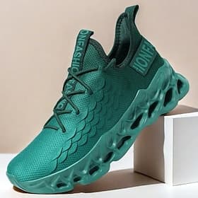 Men's Green Running Sneakers with Mesh Upper and Lightweight Design – Breathable, Comfortable Athletic Shoes for Sports, Workouts and Casual Wear