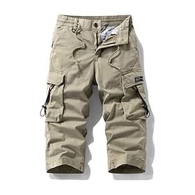 Homme Short cargo Capri Pantalon capri Cordon de serrage Taille Élastique Multi-poches Uni Confort Portable Longueur mollet Extérieur Sport Quotidien Mode Occa