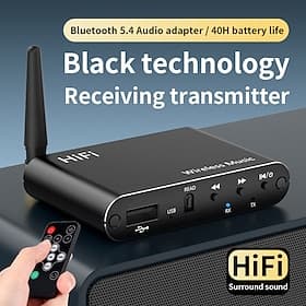 Bluetooth 5.4 Transmitter Receiver Adapter 3.5mm AUX Jack for Speakers Headset U Disk PS5 Audio Receiver Support A2DP/AVRCP