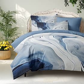 Marble Print Duvet Cover Full Size Bedding Set Bed Sets Quilt Cover Soft Lightweight Comforter Cover with 2 Pillowcases for Summer Spring