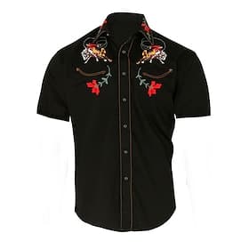 Men's Floral Graphic Prints Shirt Western Shirt Cowboy Shirt Short Sleeve Fashion Streetwear Designer Outdoor Street Daily Summer Spring Turndown Print Black W thumbnail 2