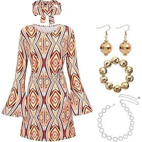 70s Ball GownsDisco Gilets Outfits Evening Dress Cravats Earrings Bracelets Belt