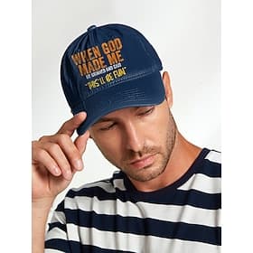 Funny Embroidered Baseball Cap for Men – 'When God Made Me' Adjustable Cotton Dad Hat, Casual Outdoor Trucker Cap for Sports, Travel  Daily Wear