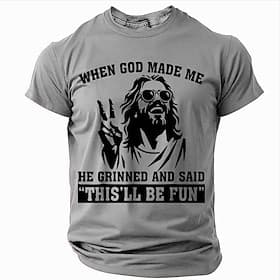 Men's Bible Jesus T Shirt Short Sleeve T shirt 3D Print Crew Neck Shirt Designer Casual Party Holiday Red Green Gray Summer Spring Clothing Apparel