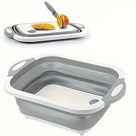 1pc Collapsible Multi-Functional Kitchen Dish Tub 1pc PE Collapsible Prep Board - 2.11gal Multi-Functional Foldable Kitchen Dish Tub for Camping Picnic BBQ Foo