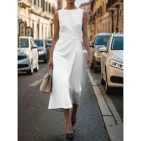 Women's Long Dress Maxi Dress Swing Dress Summer Dress Elegant Daily Going out Regular Fit Pure Color Sleeveless Crew Neck Blue Black White Purple Summer