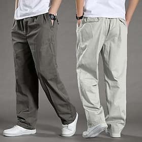 Men's Cargo Pants Trousers Casual Pants Pocket Straight Leg Solid Color Comfort Warm Daily Streetwear Holiday Sports Fashion Black Yellow Micro-elastic