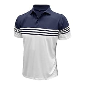 Homme Polo en Coton Occasionnel Affaires Col Polo Côtelé Classique Manche Courte Basique Moderne Couleur Unie Rayures horizontales Boutons Logo Printemps  Été