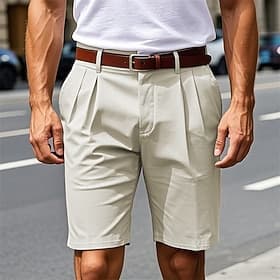 Men's Dress Shorts Work Shorts Golf Shorts Pocket Plain Comfort Breathable Knee Length Outdoor Business Sports Casual Khaki Black