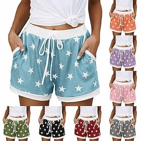 Women's EU / US Size Bermuda shorts Pajamas Track Pants Baggy Shorts Athleisure Athletic Short Medium Waist Star Pocket Printing Basic Outdoor Comfortable Spor