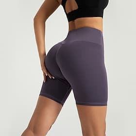 Women's Yoga Shorts Fleece Lined Leggings Yoga Leggings Butt Lift Tummy Control High Waist Pilates Gym Workout Workout Shorts Solid Color Black Pink Dark Gray