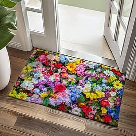 Floral Doormat Kitchen Mat Floor Mat Non-Slip Area Rug Oil Proof Rug Indoor Outdoor Mat Bedroom Decor Bathroom Mat Entrance Rug Spring Summer