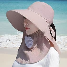 Summer Sun Hat with Full Face Cover, UV Protection Wide Brim Cooling Cap for Women  Men, Cycling, Outdoor, Tea Picking