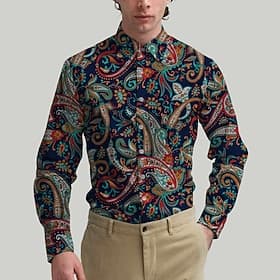 Retro Vintage 1970s Shirt Aloha Shirt Hippie Paisley Fancy Dress Men's Masquerade Party Daily Wear Pride Parade Adults' Shirt