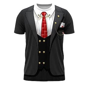 Men's Tuxedo Costume T Shirt Short Sleeve T shirt 3D Print Crew Neck Shirt Exaggerated Designer Party Holiday Club Black Summer Spring Clothing Apparel S M L X