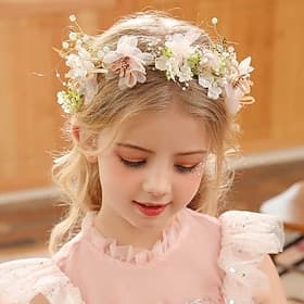 Kids Girls' Hair Accessories Flower Wreath Sweet Party Birthday Floral Green